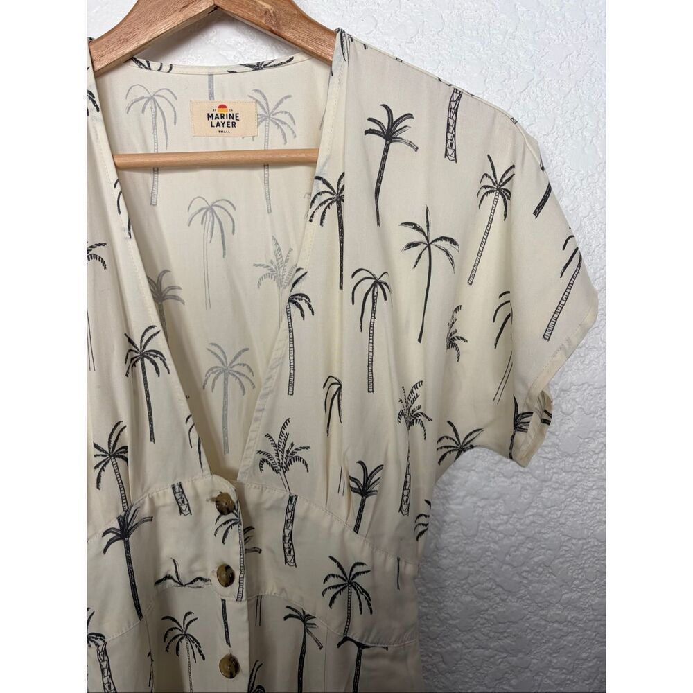 Marine Layer Camila Mini Dress White Palm Print Size S - Picture 6 of 12
